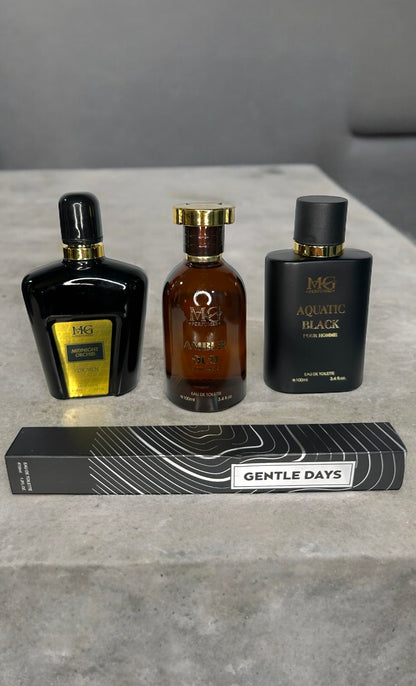 3 PARFUMURI 100ml - Midnight Orchid, Amber Oud, Aquatic Black + 1 parfum 35ml CADOU