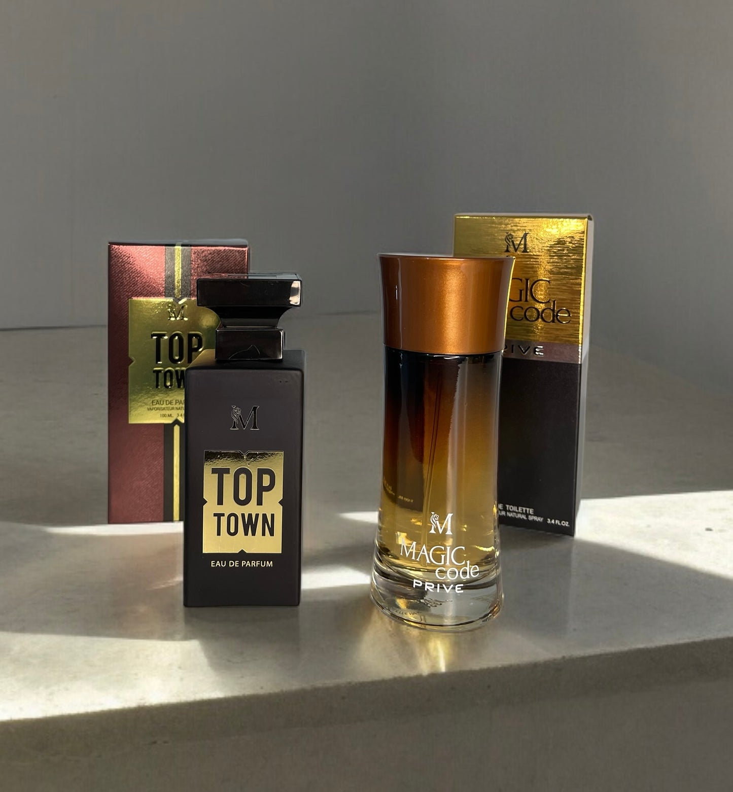 2 PARFUMURI BARBATI 100ml - MAGIC CODE PRIVE & TOP TOWN + cadou la alegere