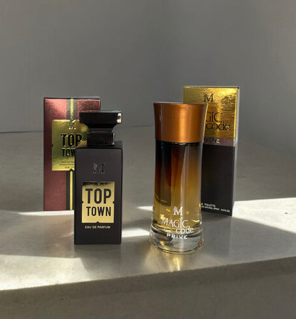 2 PARFUMURI BARBATI 100ml - MAGIC CODE PRIVE & TOP TOWN + cadou la alegere