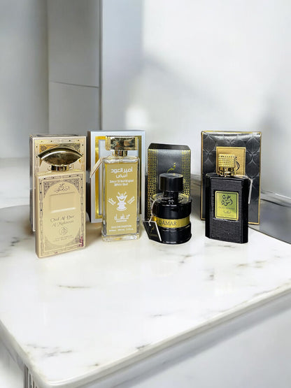 SET UNISEX - 4 PARFUMURI 100ml - OUD Al'DUR, AMEER AL OUD, QAMAR, OUD ASWAD