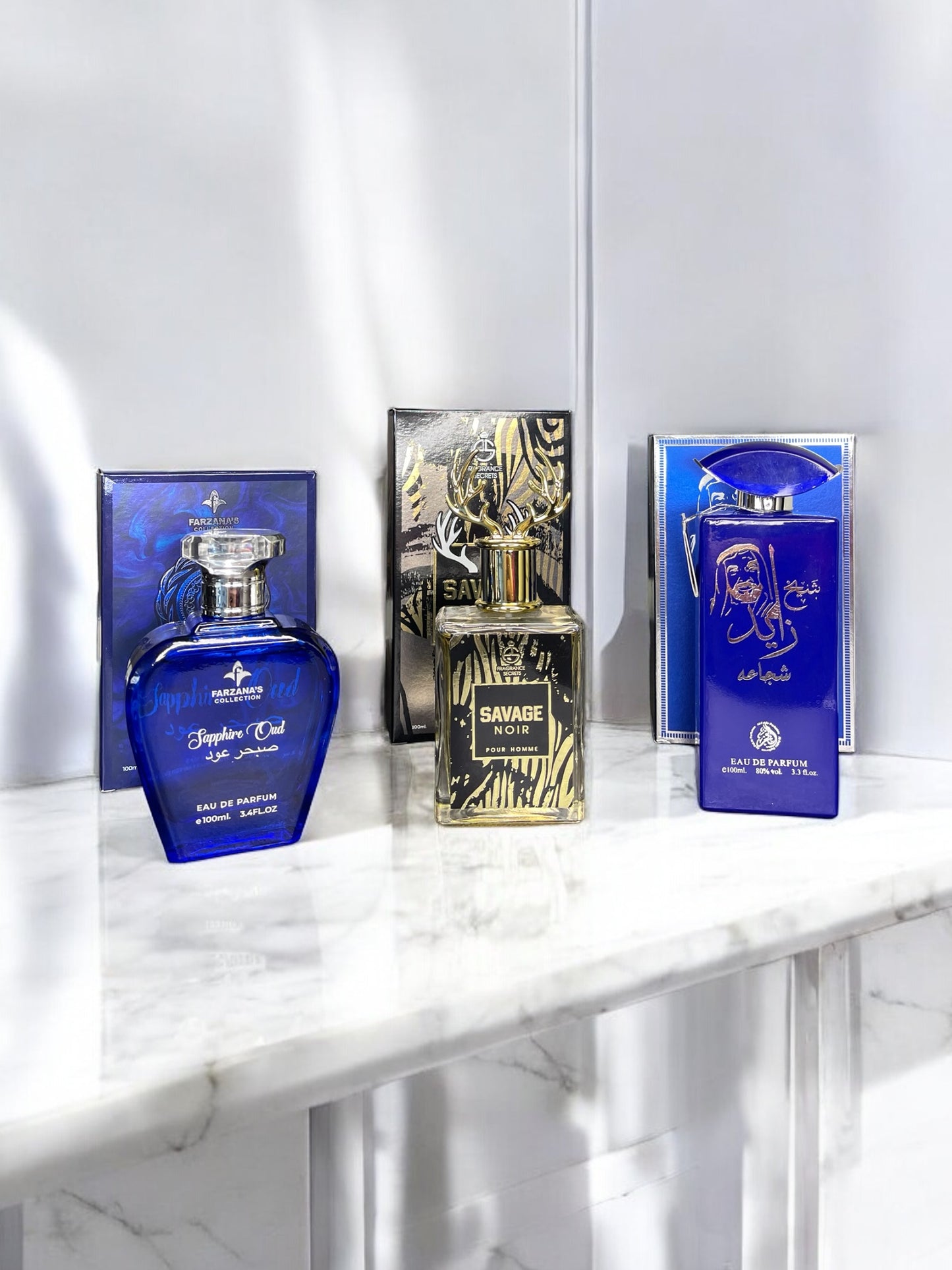 SET 3 PARFUMURI ARABESTI BARBATI 100ml - Sapphire Oud, Sheikh Zayed, Savage Noir